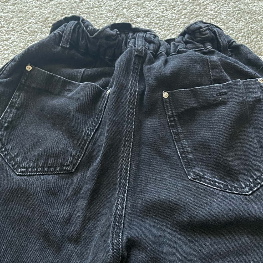Zara high waisted women’s black baggy jeans pants elastic waist - Picture 11 of 14